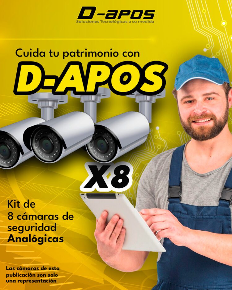 Kit de 8 Cámaras Analógicas con DVR, HDD de 1TB, infrarrojo de 2MP, y cables de Categoría 6.