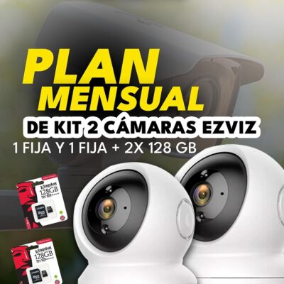 Kit de 2 Cámaras Fijas EZVIZ con 2 tarjetas de memoria de 128 GB