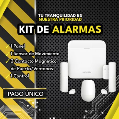 Kit de alarmas Hikvision con panel, sensor de movimiento y contactos magnéticos