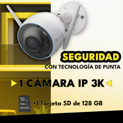 Cámara IP 3K EZVIZ, visión nocturna en color, detección por IA, impermeable IP67, tarjeta SD de 128 GB.